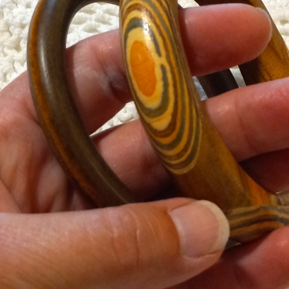 Vintage Wooden boho bangle bracelets set